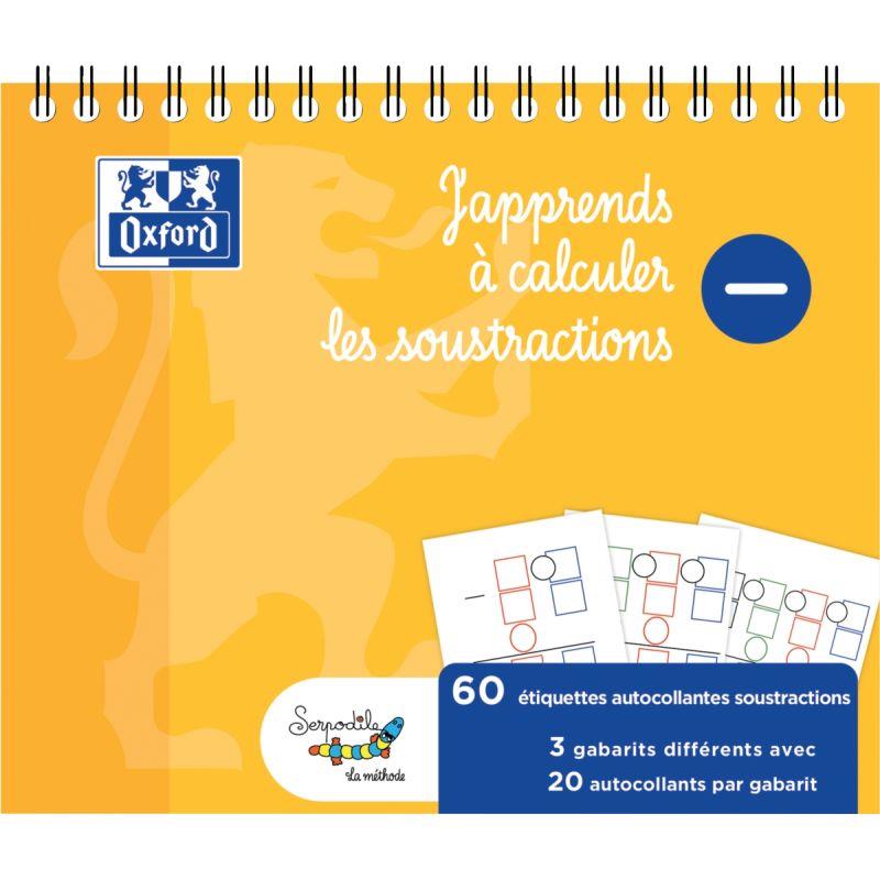 Ref. 58426, Bloc de gabarits de soustractions, 60 étiquettes, marque SERPODILE