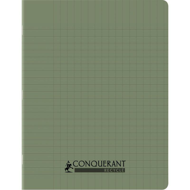 Image de  Piqûre 96 pages CONQUERANT RECYCLE format 17x22 cm, réglure seyès, couverture en polypropylène vert 
