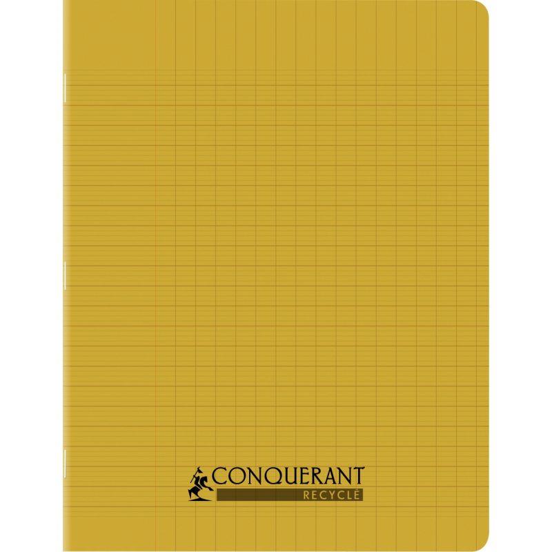Image de  Piqûre 96 pages CONQUERANT RECYCLE format 17x22 cm, réglure seyès, couverture en polypropylène jaune 