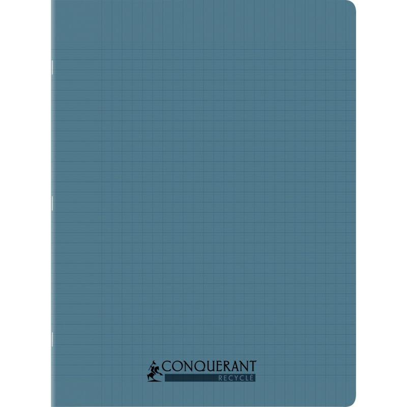 Image de  Piqûre 96 pages CONQUERANT RECYCLE format 24x32 cm, réglure seyès, couverture en polypropylène bleu 