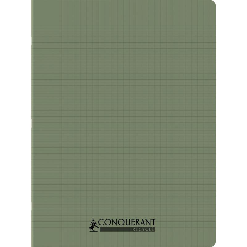 Image de  Piqûre 96 pages CONQUERANT RECYCLE format 24x32 cm, réglure seyès, couverture en polypropylène vert 
