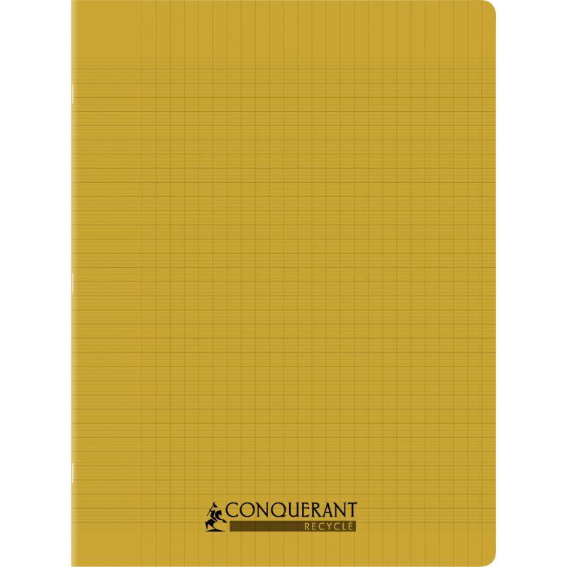 Image de  Piqûre 96 pages CONQUERANT RECYCLE format 24x32 cm, réglure seyès, couverture en polypropylène jaune 