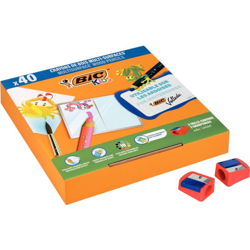 Image de  Classpack de 40 crayons multi surface assortis + 2 tailles-crayons 