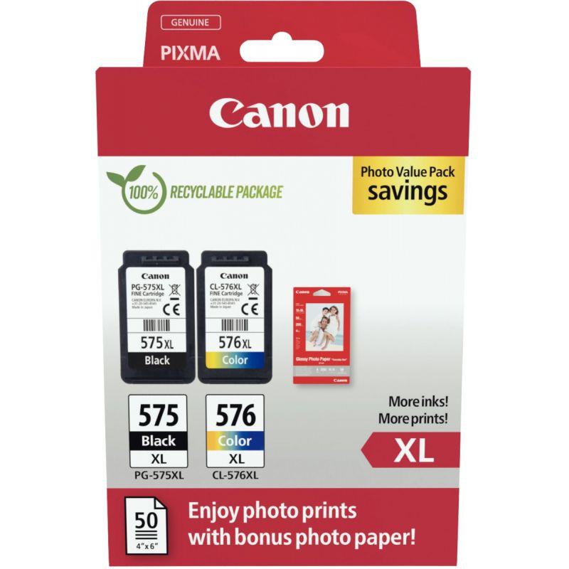 Image de  Canon 575XL/576XL lot 2 cartouches encre noir & couleurs hte capa authentique PG575BKXL/CL576CMJXL 