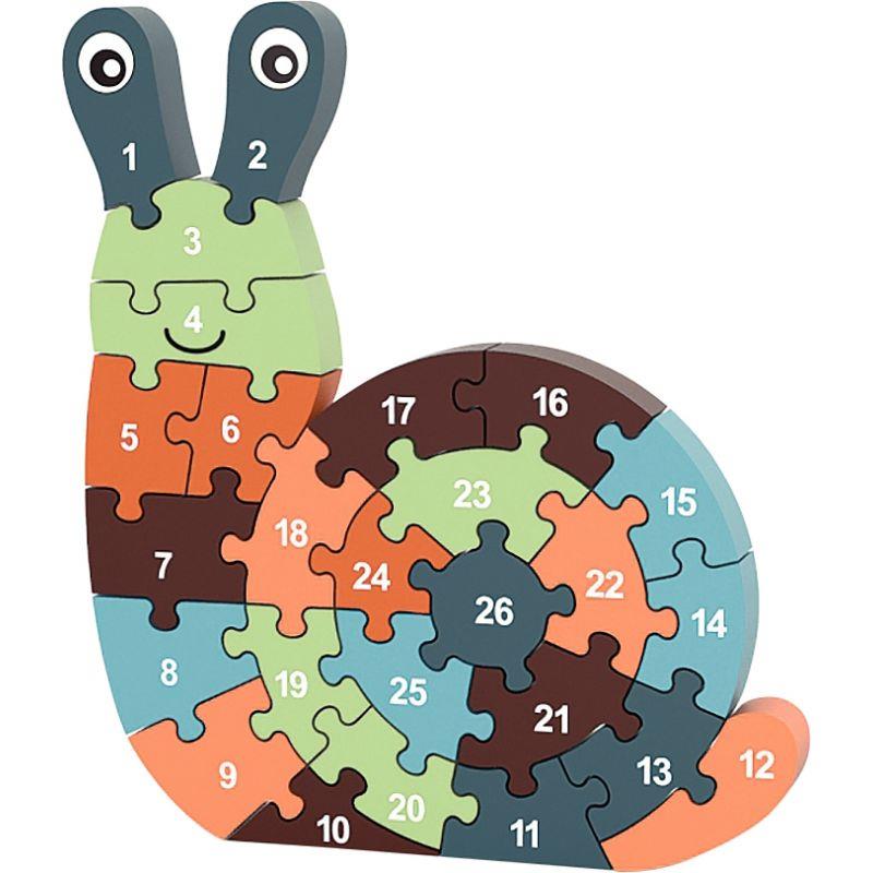 Image de  Puzzle escargot 3D lettres + chiffres 