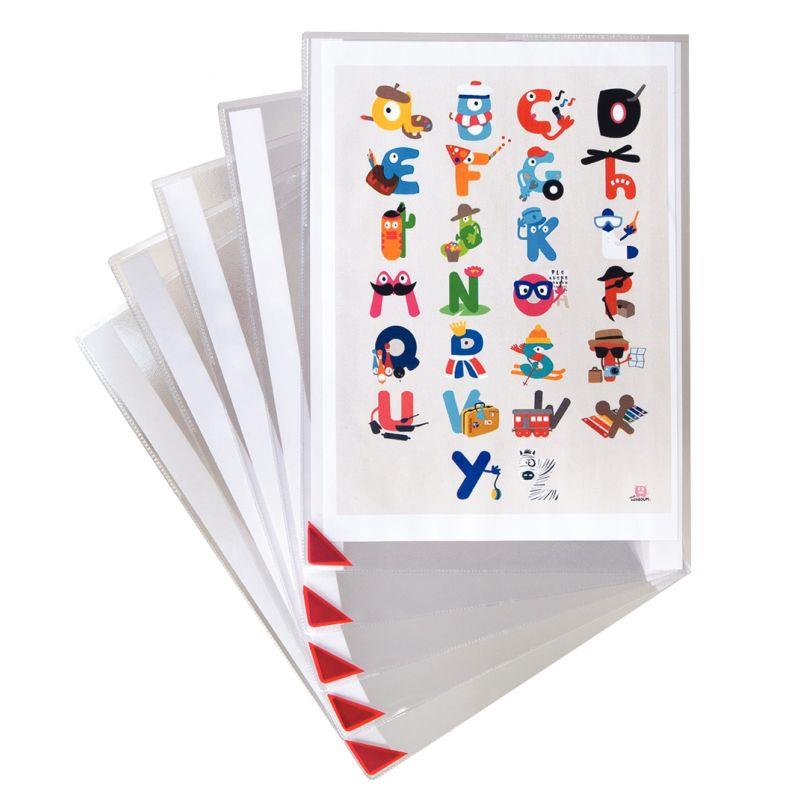 Image de  Sachet de 5 pochettes KANG en PVC repositionnables format A4 