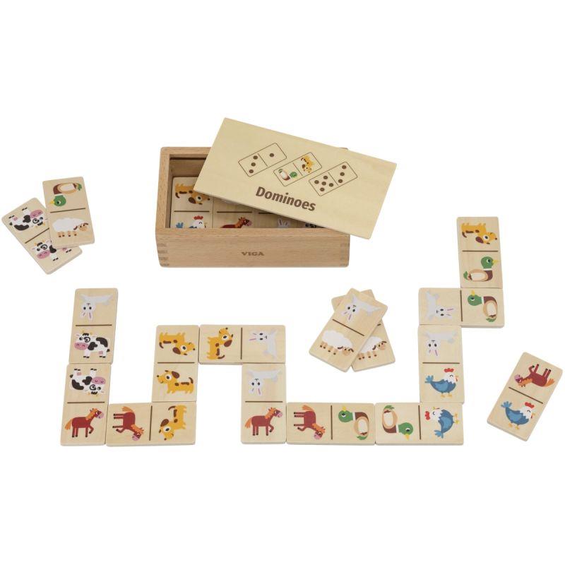 Image de  Coffret de 28 dominos en bois la ferme 