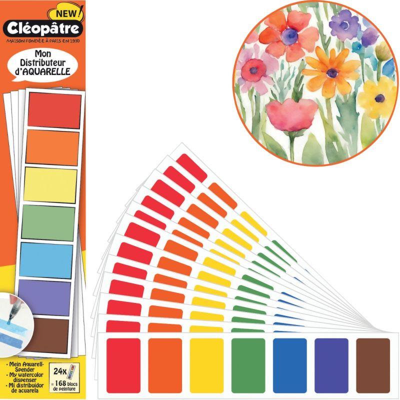 Image de  Carnet distributeur de 24 feuilles de 168 blocs de peintures aquarelles coloris assortis 