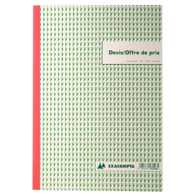 Image de  Carnet Devis Manifold NCR 210X297 mm 50 tripli (reference 13146) 