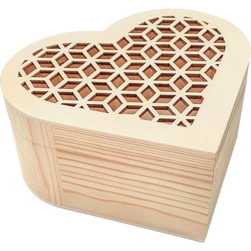Ref. 59586, Boîte en bois forme coeur ajouré, marque N.C