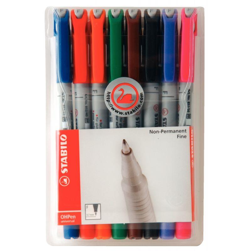 Image de  Pochette de 8 feutres Ohpen effaçables 0,7mm assortis 