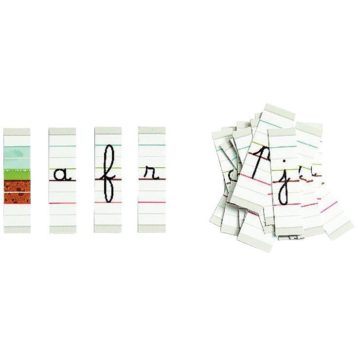 Image de  Lot de 6 x 26 lettres cursives lignées magnétiques, petit format 