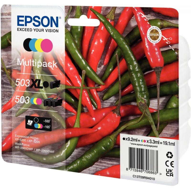 Image de  Epson PIMENT / 503 cartouche encre noire haute capacité, cyan, magenta, jaune authentique T09R940 