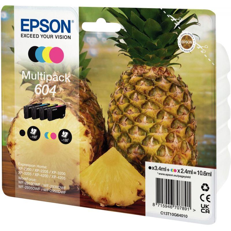 Image de  Epson ANANAS / 604 cartouche jet d''encre noire, cyan, magenta et jaune authentique (T10G640) 