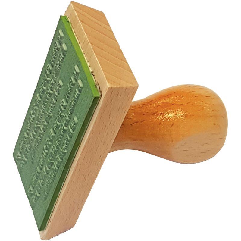 Image de  Timbre monture bois, avec texte 7 lignes 
