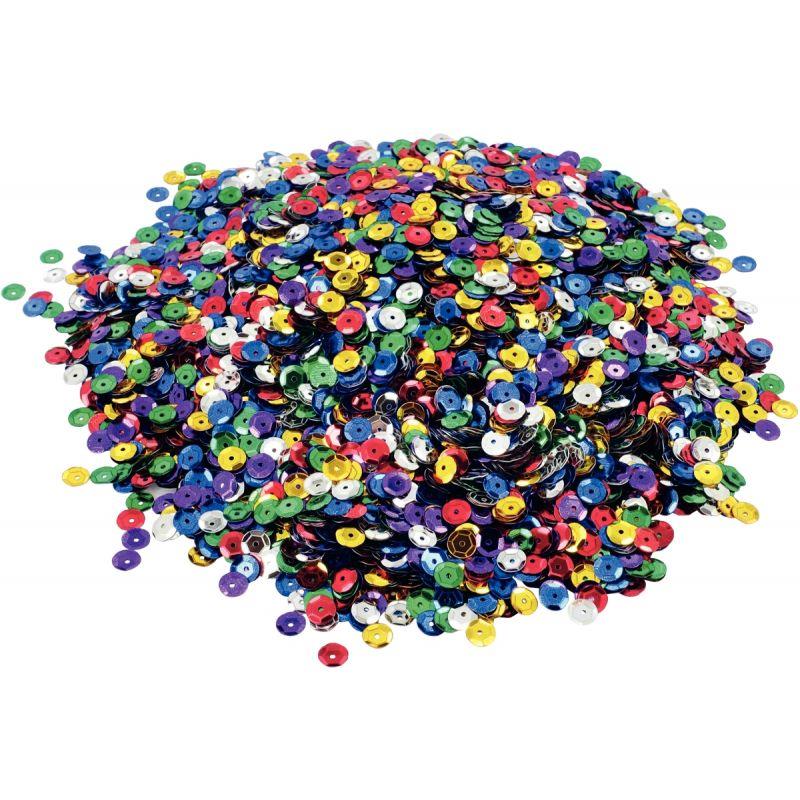 Image de  Pot de 178 grammes de sequins ronds incurvés, perforés diamètre 7 mm, assortis 