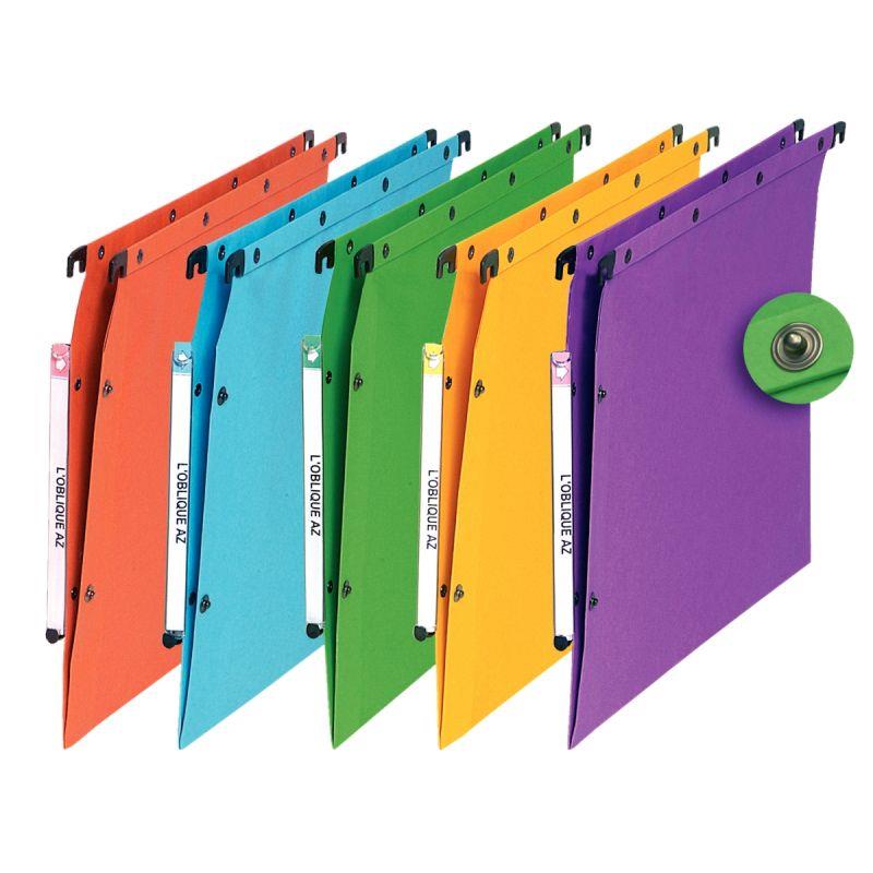 Image de  Paquet de 10 dossiers suspendus KRAFT ULTIMATE pour armoire, dos V, coloris assortis 