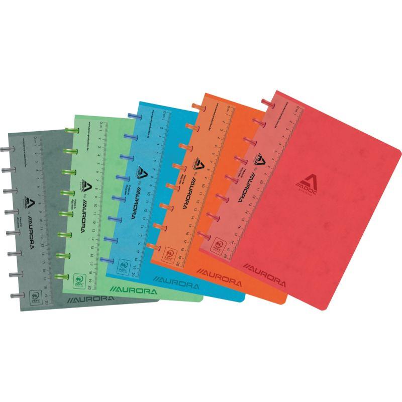 Ref. 60018, Cahier toilé LIN-EX ADOC SYSTEMS 144 pages 90g, ligné 8mm, format A5, marque AURORA
