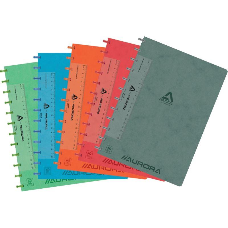 Ref. 60020, Cahier toilé LIN-EX ADOC SYSTEMS 144 pages 90g, quadrillé 5x5, format A4, marque AURORA