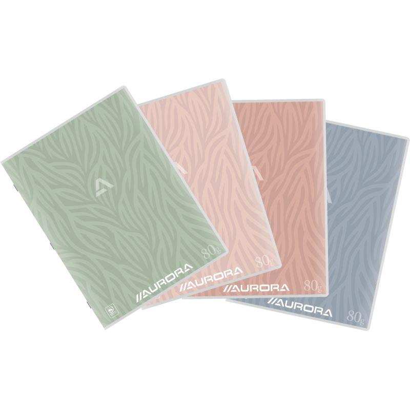 Ref. 60068, Cahier piqué AURORA 120 pages 80g, format A4, quadrillé 5x5, marque AURORA