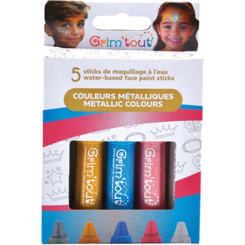 Ref. 60177, Lot de 5 sticks de maquillage couleurs métalliques, marque N.C