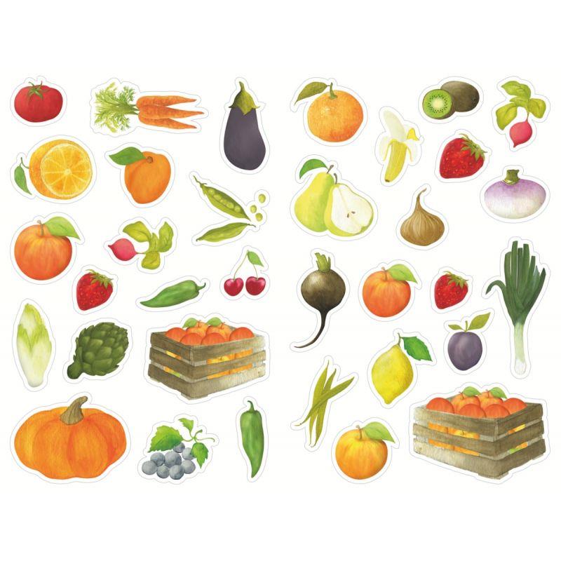 Image de  Pochette de 408 gommettes fruits et légumes, adhésives repositionnables 