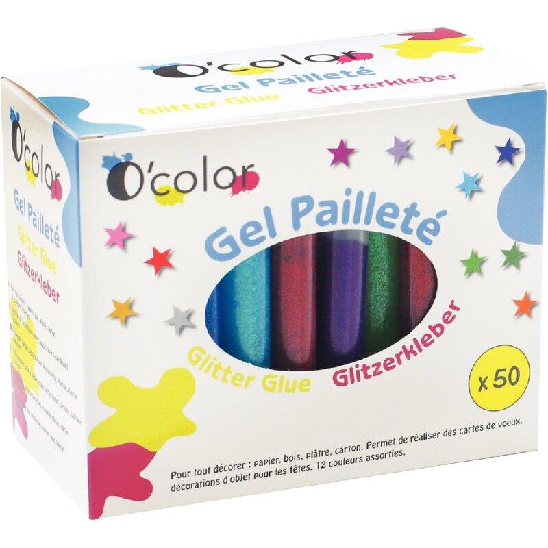 Image de  Blister 50 tubes glitter 10 ml glue pailleté  assortiments coloris 