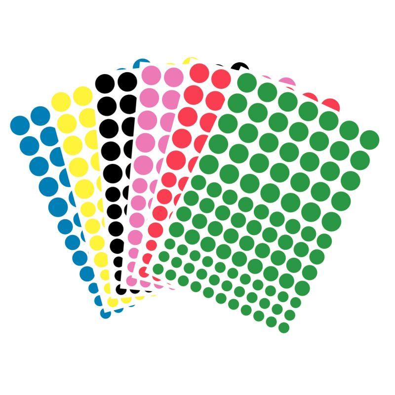 Image de  Pochette de 624 gommettes adhésives rondes couleurs assorties 