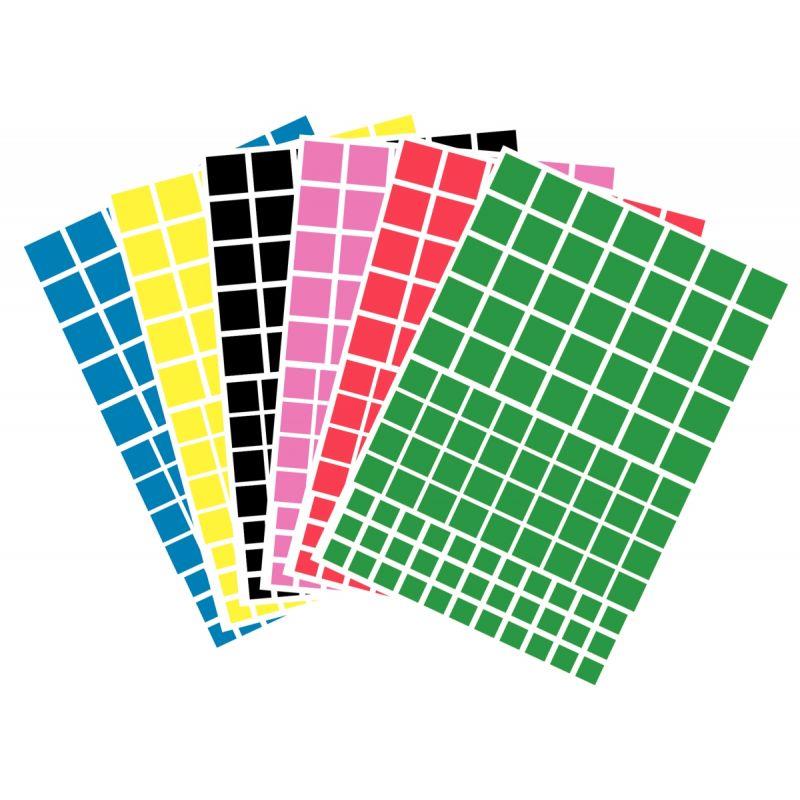 Image de  Pochette de 624 gommettes adhésives carrées couleurs assorties 