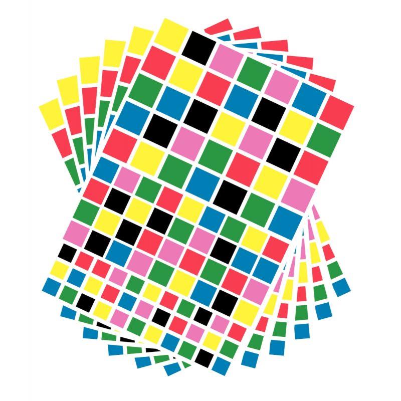 Image de  Pochette de 2080 gommettes adhésives carrées 6 couleurs assorties 