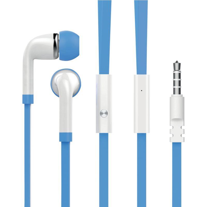 Ref. 60369, Ecouteur filaire jack Like bleu et blanc, marque KEYOUEST