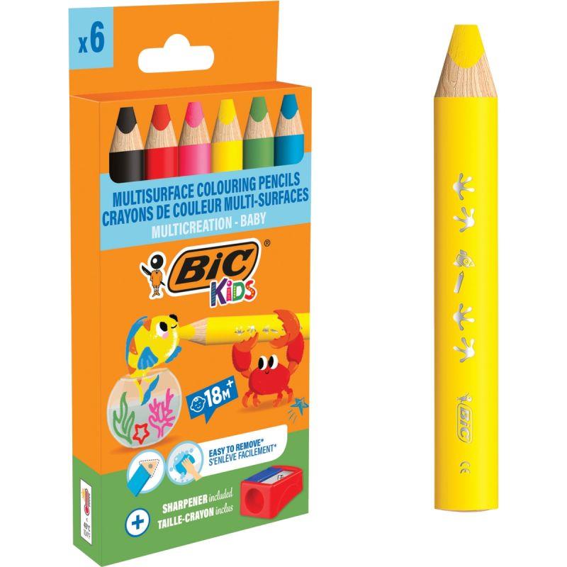 Image de  Etui de 6 crayons multi surface baby assortis 