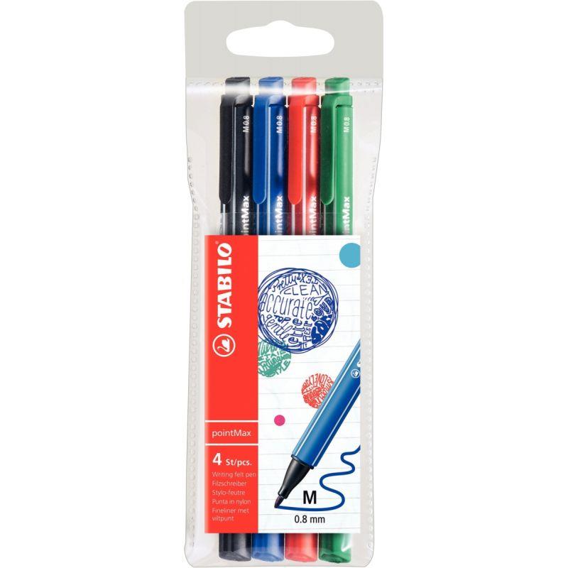 Image de  Pochette de 4 feutres Pointmax assortis 