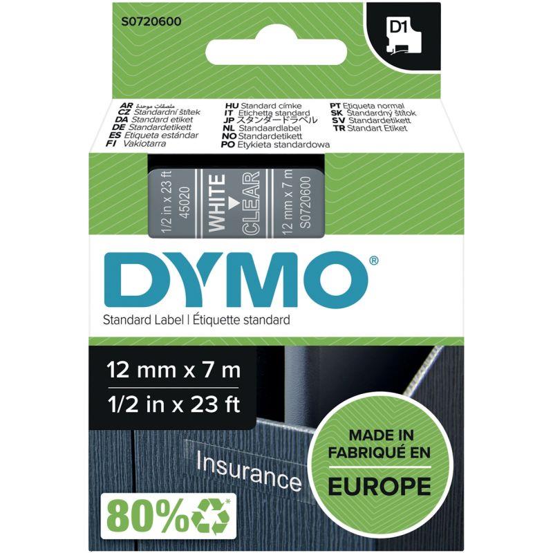 Image de  Rech dymo d1 12mmx7m blc/tran 
