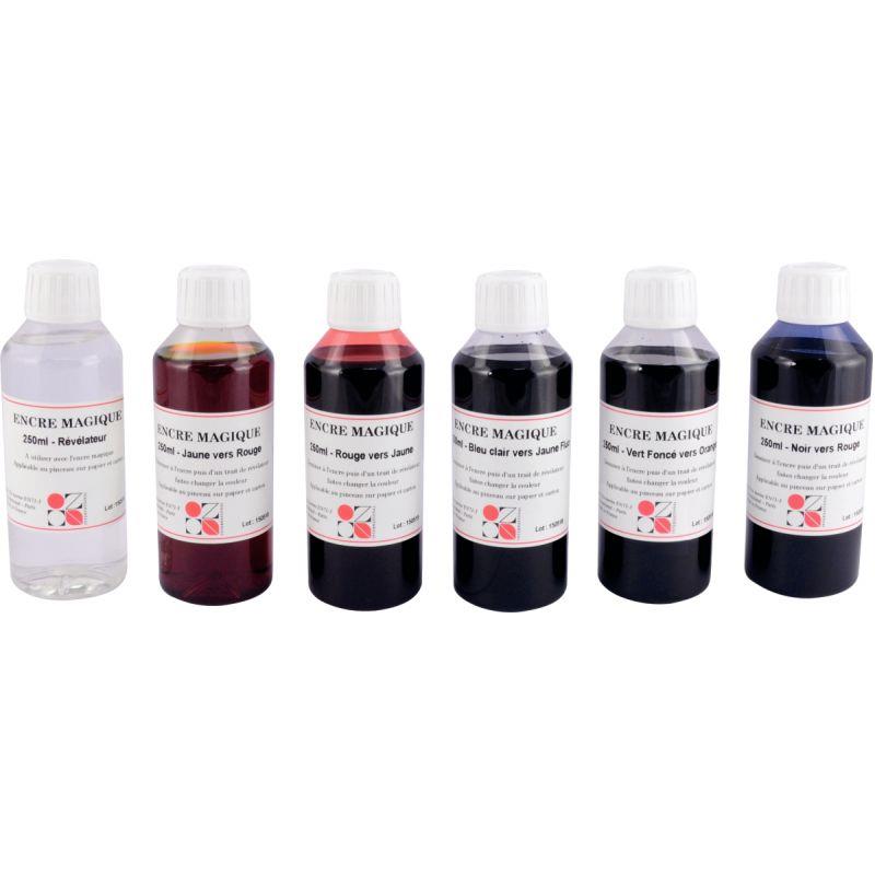 Image de  Lot de 5 Flacons 250 ml d''encres magiques + 1 Flacon révélateur 