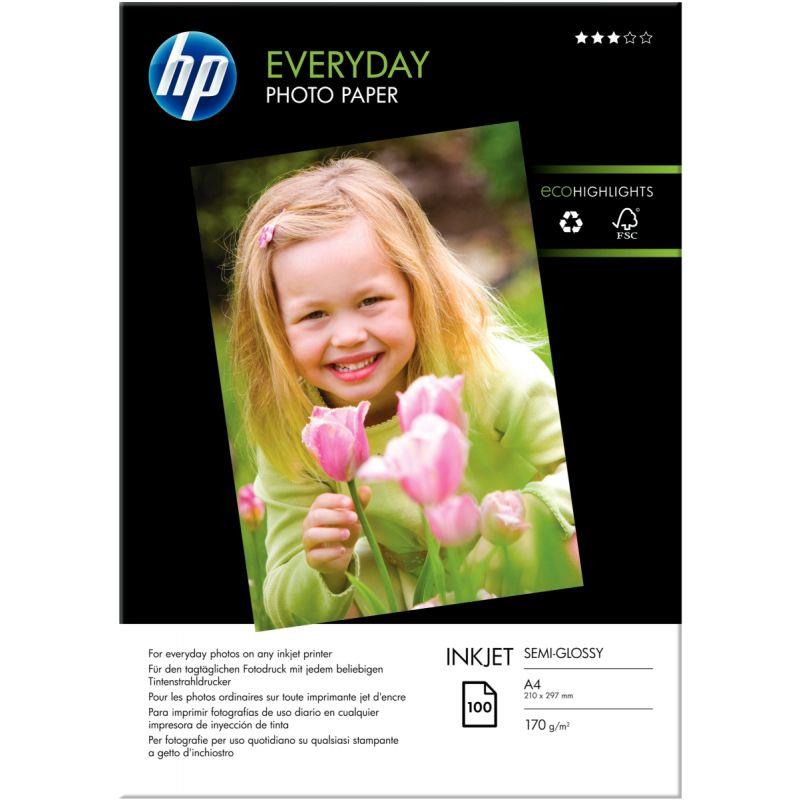 Image de  Paquet de 100 feuilles de papier photo semi-galcé marque HP Q2510A format A4 (21 x 29,7 cm) 200g 
