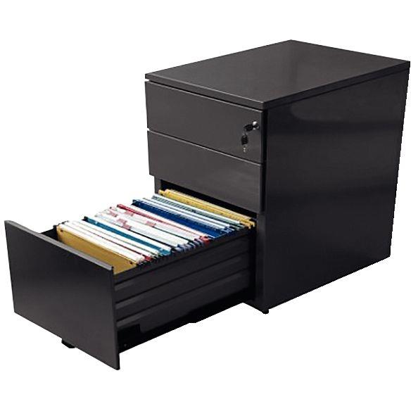 Image de  Caisson hauteur bureau professionnel P60 cm en métal 3 tiroirs Anthracite 