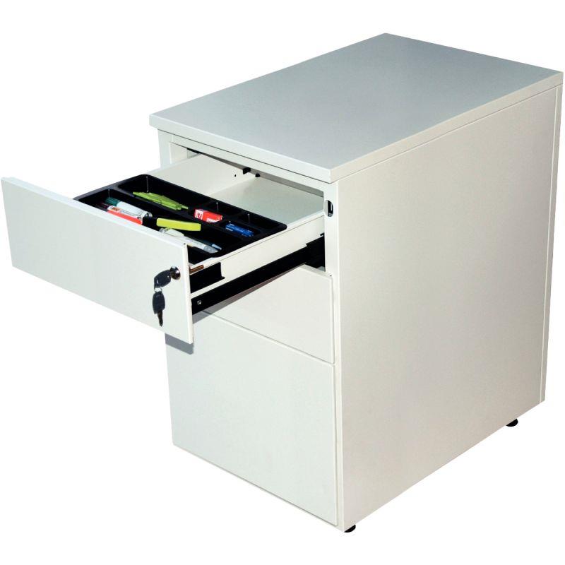 Image de  Caisson hauteur bureau professionnel P80 cm en métal 3 tiroirs Blanc 