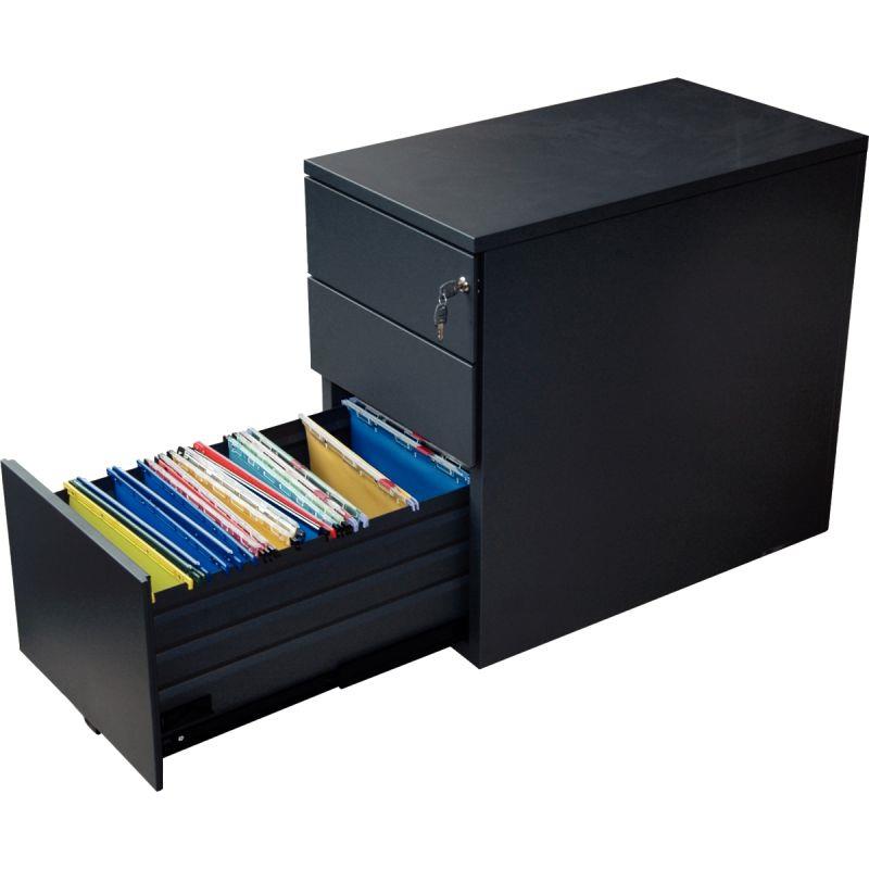 Image de  Caisson hauteur bureau professionnel P80 cm en métal 3 tiroirs Anthracite 