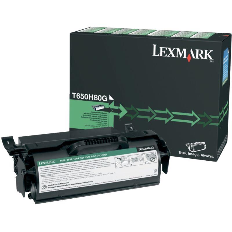 Ref. 61554, Lexmark T650H80G toner laser noir haute capacité authentique, marque LEXMARK