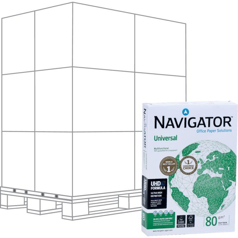 Ref. 61580, Palette de 240 ramettes de 500f format A4 80g blanc NAVIGATOR, marque N.C