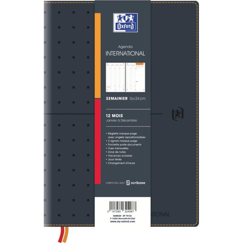 Image de  Agenda Oxford international 16x24cm 128pages 1semaine/2pages noir 