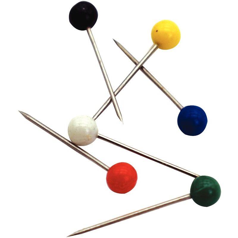 Ref. 62196, Blister de 50 épingles rondes diamètre 4mm coloris assortis, marque N.C