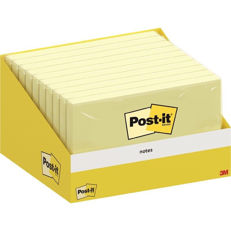 Ref. 62404, LOT 10 BLOCS POST-IT 126X76 JAUNE, marque 3M