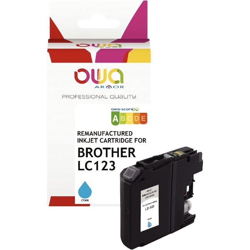 Ref. 62443, OWA Cartouche jet d''encre cya compatible BROTHER CUPCAKE (LC123C), marque ARMOR