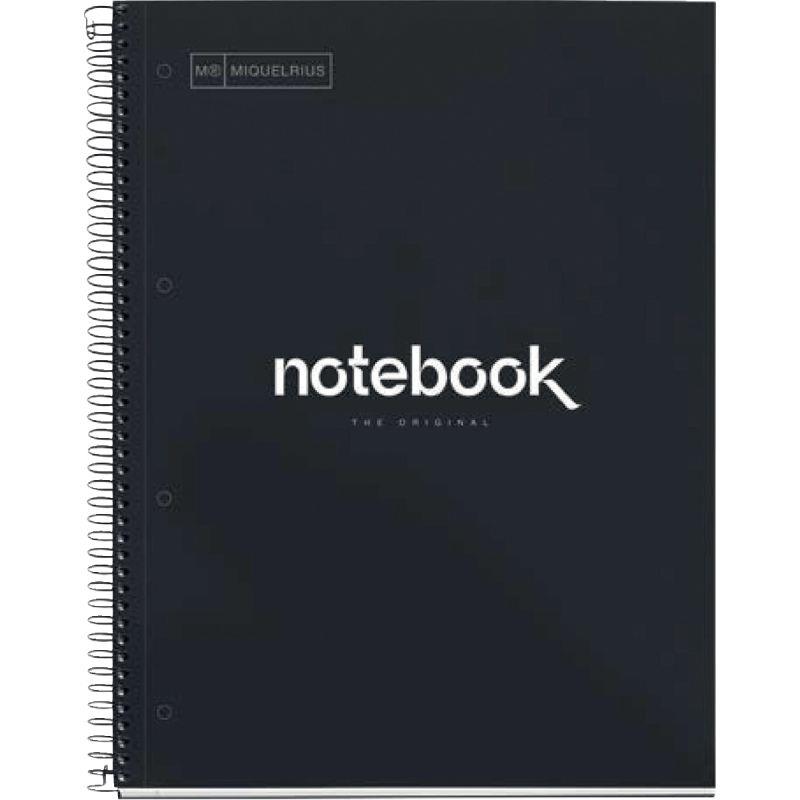 Image de  NOTEBOOK MIQUELRIUS format A4, 80 feuilles 90g, quadrillé 5x5, couverture carton rigide noir 