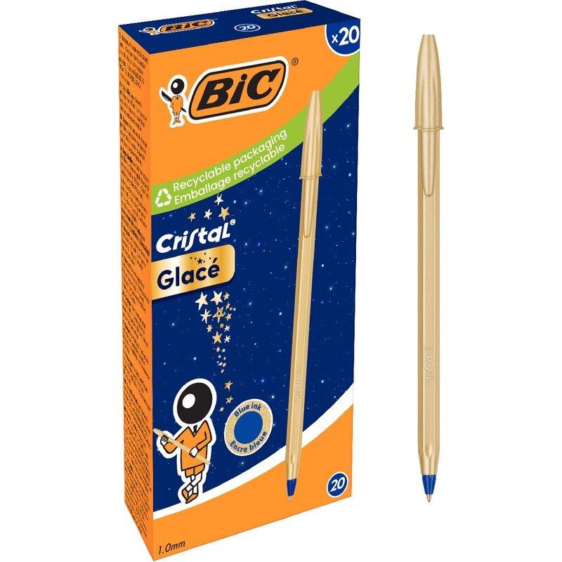 Ref. 62789, Boite de 20 stylos Cristal Glacé or, marque BIC