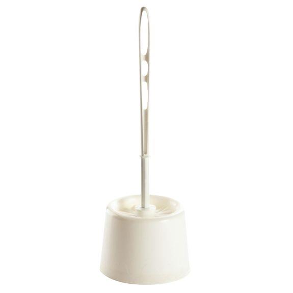 Image de  Porte-brosse et brosse WC en plastique blanc 