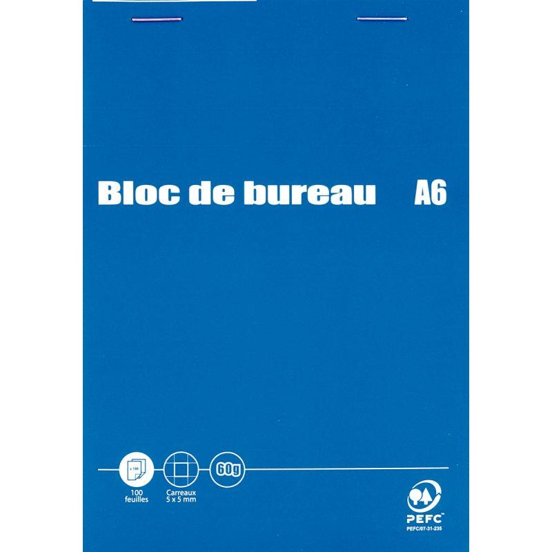 Image de  Bloc de bureau 100 feuilles, format A6, quadrillé 5x5, papier 60g 