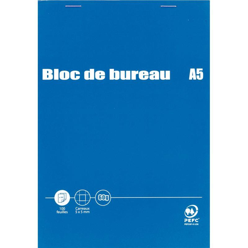 Image de  Bloc de bureau 100 feuilles, format A5, quadrillé 5x5, papier 60g 